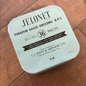 Jelonet paraffin gauze dressing BPC tin 1950's-60's